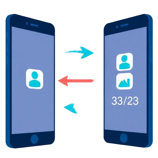 Illustration du transfert de données entre deux smartphones